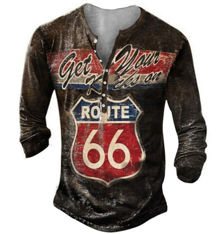Men's Casual V-neck Long-sleeved T-shirt